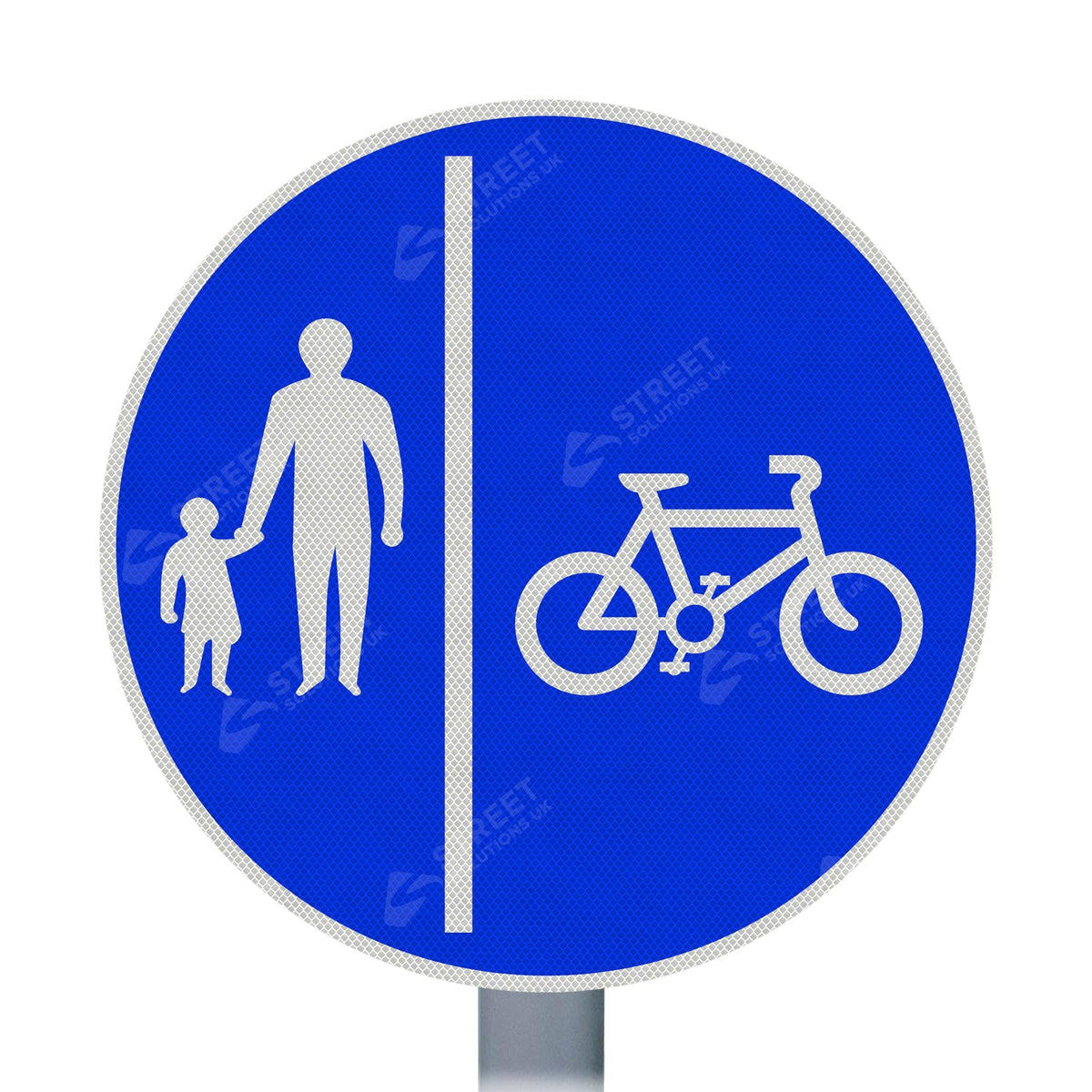 957v Cycle & Pedestrian (Cyclist Keep Right) Route Sign Face | Post