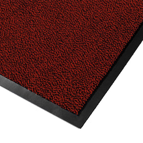 Dayton anti-slip entrance mat in red, close-up corner view of the mottled polypropylene pile