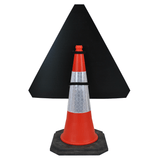 Slippery Road Surface 750mm Triangle Hangman Sign (Single Cone) 557traffic-cone-road-mounted-signs-signage-warning-symbols-caution-directional-constuction-hazard-roadway-motorway-custom-roadwork-heavy-duty-reflective-caution-site-pedestrian-safety-plastic-portable-stackable-highway-uk