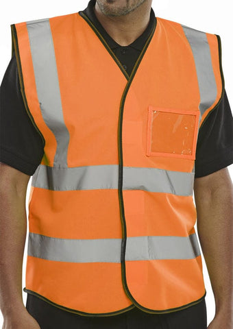 Hi-Vis Vest with ID Pocket Orange - Pack of 10