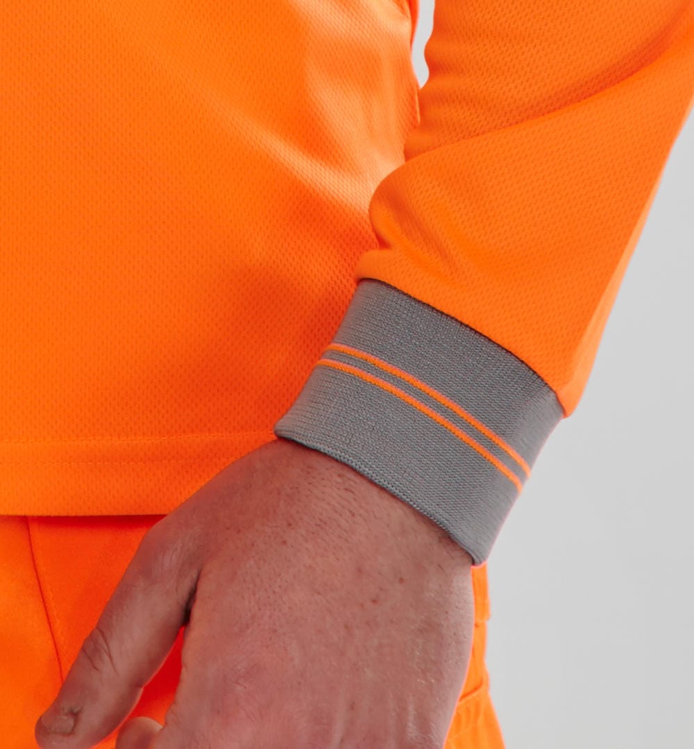 Beeseen Hi-Vis Long Sleeved Polo Shirt Orange