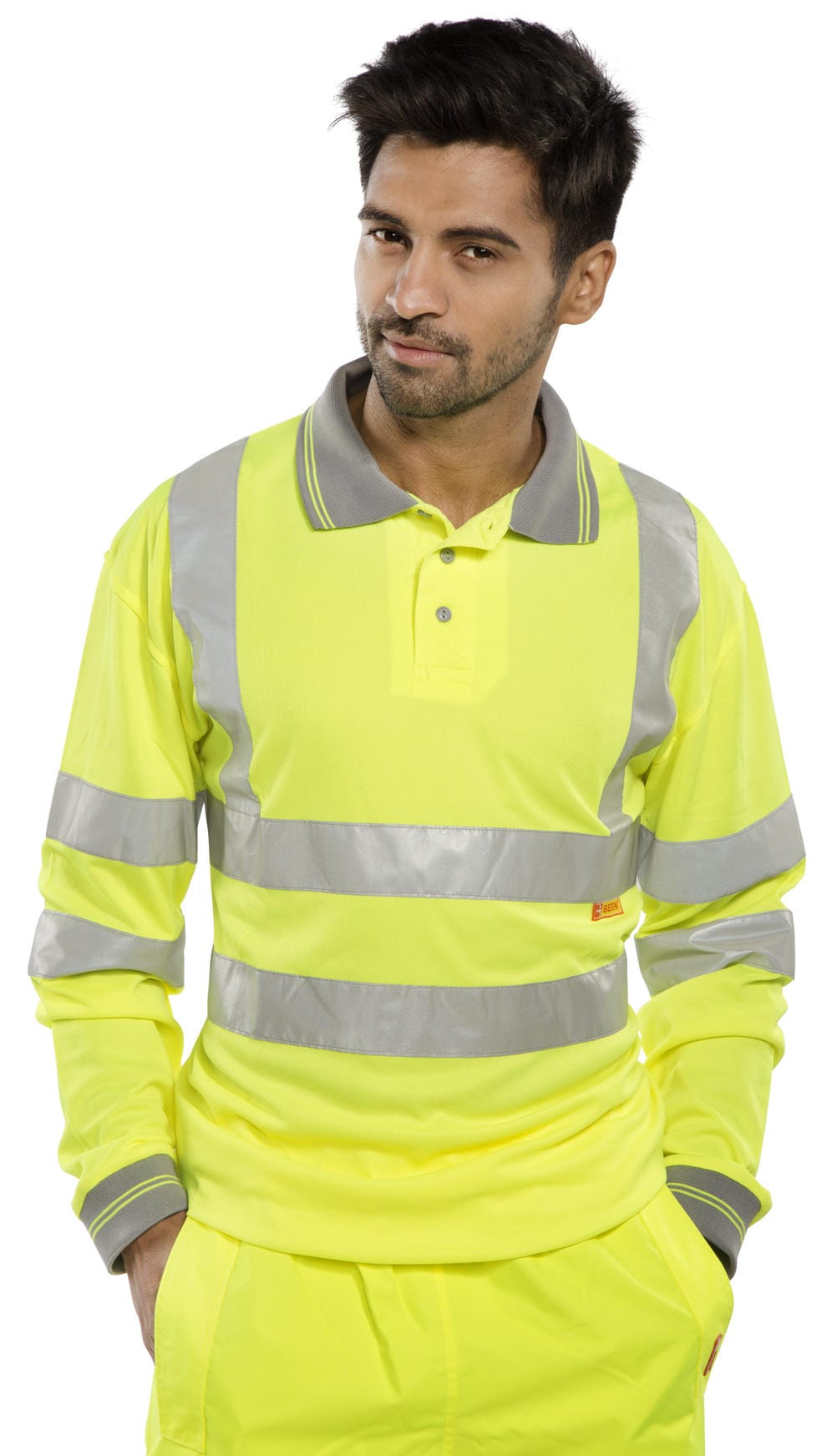Beeseen Hi-Vis Long Sleeved Polo Shirt Yellow