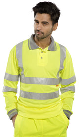 Beeseen Hi-Vis Long Sleeved Polo Shirt Yellow