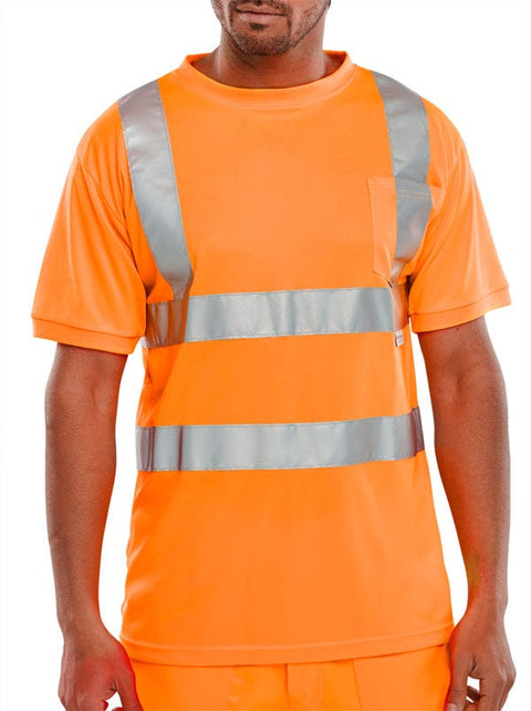 Beeseen Hi-Vis Crew Neck T-Shirt Orange