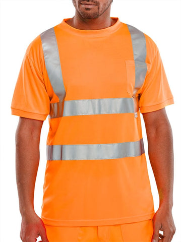 Beeseen Hi-Vis Crew Neck T-Shirt Orange