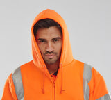 Beeseen Hi-Vis Hooded Zipped Sweatshirt - Orange