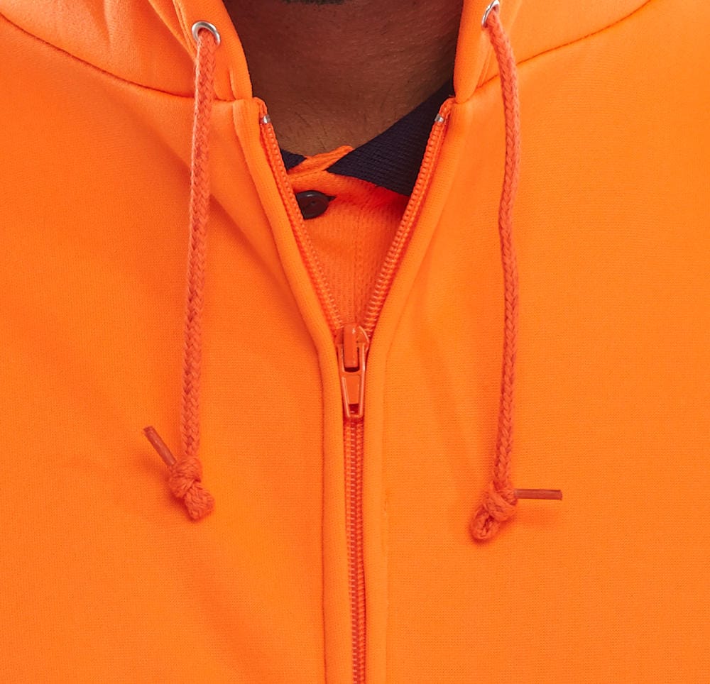 Beeseen Hi-Vis Hooded Zipped Sweatshirt - Orange