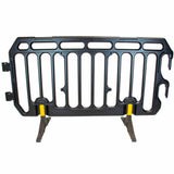 crowd control plastic metal pedestrian safety street event festival marathon melba swintex jsp 2 meter metre race anti trip stacking portable black silver orange boss heras safe fence start traffic school construction plastic safety barriers