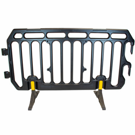 crowd control plastic metal pedestrian safety street event festival marathon melba swintex jsp 2 meter metre race anti trip stacking portable black silver orange boss heras safe fence start traffic school construction plastic safety barriers