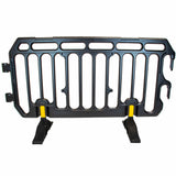 crowd control plastic metal pedestrian safety street event festival marathon melba swintex jsp 2 meter metre race anti trip stacking portable black silver orange boss heras safe fence start traffic school construction plastic safety barriers