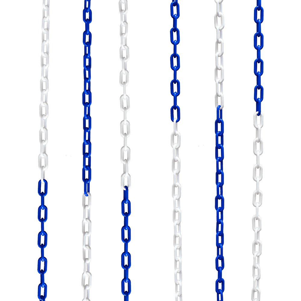 Plastic Cone Chain Blue & White Road Cones