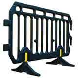 crowd control plastic metal pedestrian safety street event festival marathon melba swintex jsp 2 meter metre race anti trip stacking portable black silver orange boss heras safe fence start traffic school construction plastic safety barriers