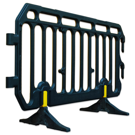 crowd control plastic metal pedestrian safety street event festival marathon melba swintex jsp 2 meter metre race anti trip stacking portable black silver orange boss heras safe fence start traffic school construction plastic safety barriers