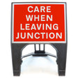 CARE WHEN LEAVING JUNCTION 600X450MM MELBA SWINTEX Q-SIGN ROAD SAFETY TRAFFIC RED WHITE STREET SIGNAGE