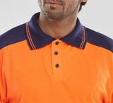 Beeseen Short Sleeved "Two tone" Hi Vis Polo Shirt - Orange & Navy