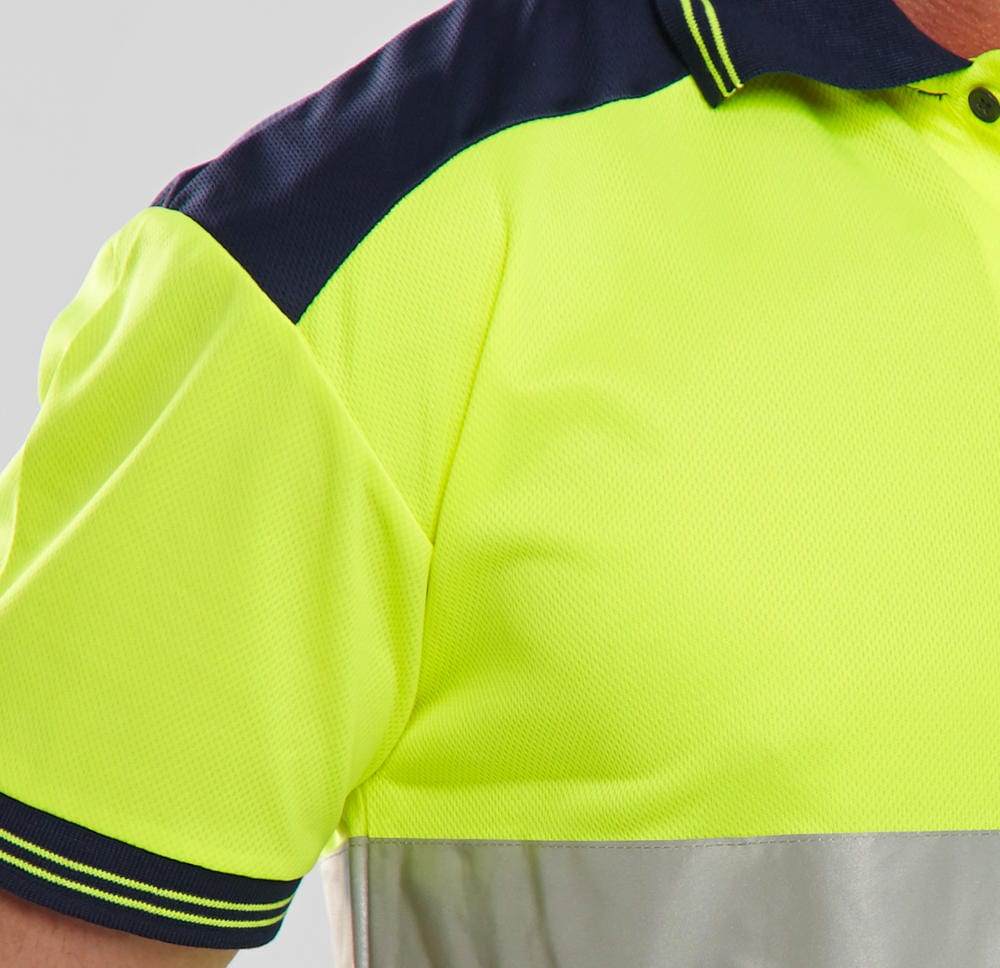 Beeseen Short Sleeved "Two tone" Hi Vis Polo Shirt - Yellow & Navy