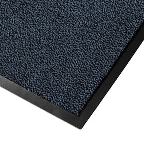 Dayton anti-slip entrance mat in blue, close-up corner view of the mottled polypropylene pile