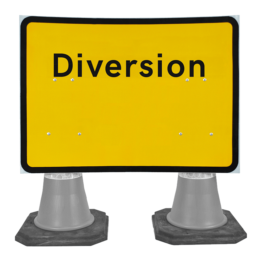 Distription Sign Diversion Double Cone Sign 1050x750mm | Road Signs | SSUK – Street ...