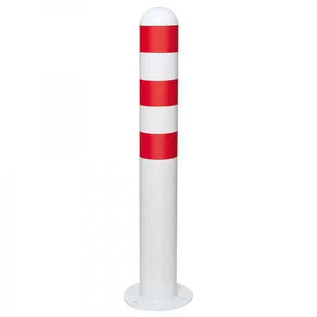 EV-charging-bollards-EV-charging-point-protection-Traffic-line-Galvanized-Powder-coated-Surface-fix-White-800mmH-108mm-diameter-Electric-vehicle