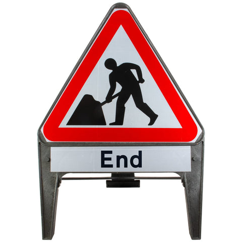 Men At Work with End Supplementary Plate 750mm Q-Sign 7001