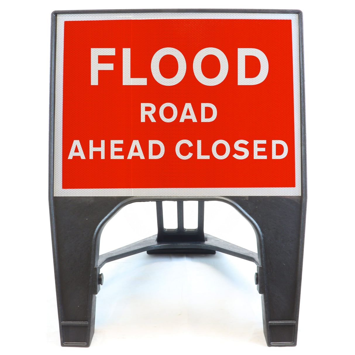 FLOOD ROAD AHEAD CLOSED 600X450MM MELBA SWINTEX Q SIGN ROAD SAFETY TRAFFIC RED WHITE STREET SIGNAGE