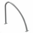 Fin Style Cycle Stand row in galvanised steel, installed in a paved public plaza