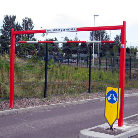 single-fixed-restrictor-height-restriction-barrier-gate-access-control-limit-system-retrictive-arm-gate-security-car-clearance-adjustable-carpark-parking-lot-shopping-mall-supermarket-store-red