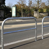 Galvanized steel hoop barrier perimeter security trolley bay protection vehicle access control strong steel site perimeter boundary marking trolley park door security commercial properties industrial sites public spaces dependable 