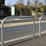 Galvanized steel hoop barrier perimeter security trolley bay protection vehicle access control strong steel site perimeter boundary marking trolley park door security commercial properties industrial sites public spaces dependable 