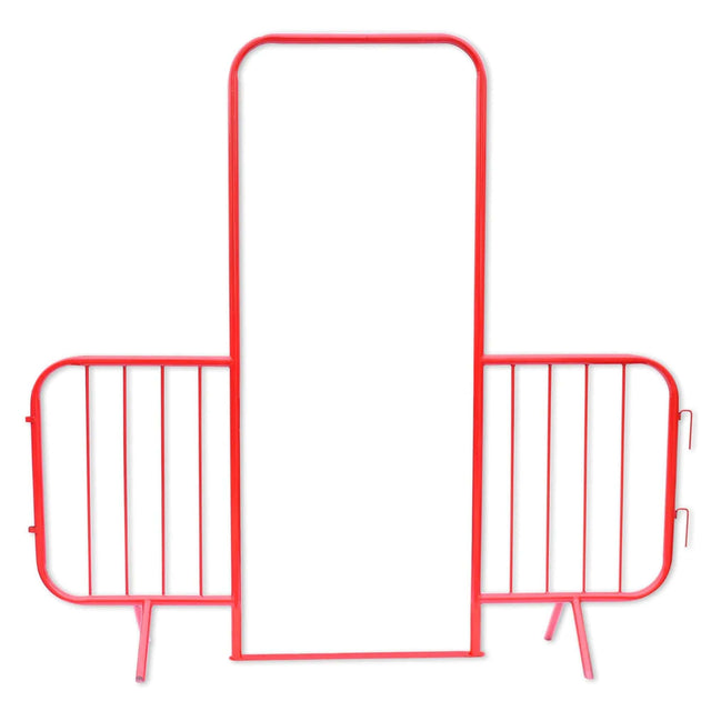 walkthrough-red-metal-pedestrian-barrier-fixed-leg-temporary-crowd-control-galvanised-steel-fence-interlocking-portable-heavy-duty-event-safety-construction-public-spaces-festival-durable-queue-perimeter-security-outdoor-indoor-weather-resistant