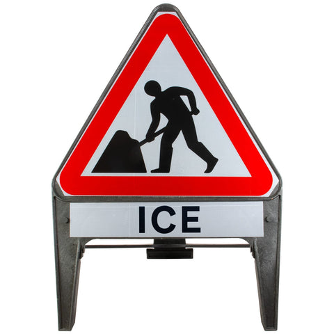 Men At Work with Ice Supplementary Plate 750mm Q-Sign 7001