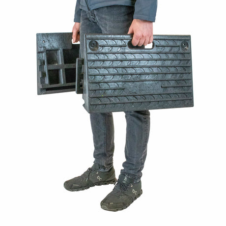 kerb-curb-ramp-melba-swintex-wheelchair-vehicle-access-ramp-black-4-6-inch-accessible-sidewalk-footpath-portable-recycled-pvc-vans-wheelie-bins-caravans-bikes-gardening-connectable--dropped-kerb-alternative-heavy-duty-temporary
