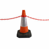 Cone Chain Barrier Kit - 5 x 500mm Road Cones, 5 Chain holders, 5 x ChainsCone Chain Barrier Kit Road cones Chain holders Chains Traffic control equipment Safety barriers Crowd control barriers Road safety products Construction site equipment Barrier systems 750mm