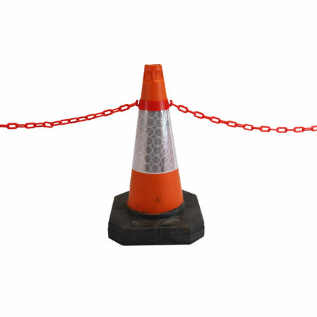 Cone Chain Barrier Kit - 5 x 500mm Road Cones, 5 Chain holders, 5 x ChainsCone Chain Barrier Kit Road cones Chain holders Chains Traffic control equipment Safety barriers Crowd control barriers Road safety products Construction site equipment Barrier systems 750mm