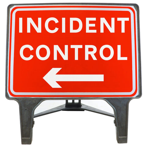 INCIDENT CONTROL LEFT ARROW 1050x750MM MELBA SWINTEX Q-SIGN ROAD SAFETY TRAFFIC RED WHITE STREET SIGNAGE
