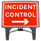 INCIDENT CONTROL RIGHT ARROW 1050x750MM MELBA SWINTEX Q-SIGN ROAD SAFETY TRAFFIC RED WHITE STREET SIGNAGE