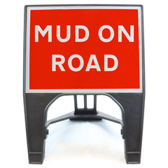 MUD ON ROAD 600X450MM MELBA SWINTEX Q-SIGN ROAD SAFETY TRAFFIC RED WHITE STREET SIGNAGE