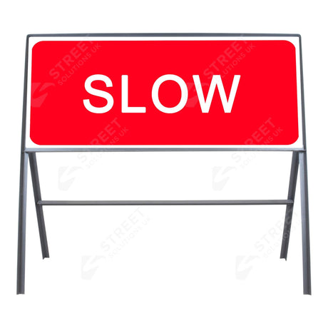 Metal road sign frame 1050 x 450mm size Rectangular shape Heavy-duty construction Durable material Road sign accessory Chapter 8 compliant Highway and byway use Traffic sign mounting Weather-resistant design
