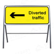 Metal road sign frame 1050 x 450mm size Rectangular shape Heavy-duty construction Durable material Road sign accessory Chapter 8 compliant Highway and byway use Traffic sign mounting Weather-resistant design