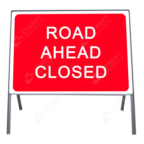 Metal road sign frame 1050 x 750mm size Rectangular shape Heavy-duty construction Durable material Road sign accessory Chapter 8 compliant Highway and byway use Traffic sign mounting Weather-resistant design