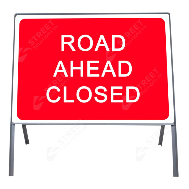 Metal road sign frame 1050 x 750mm size Rectangular shape Heavy-duty construction Durable material Road sign accessory Chapter 8 compliant Highway and byway use Traffic sign mounting Weather-resistant design
