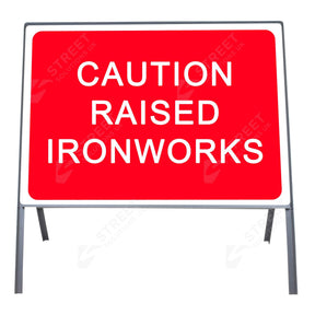 Metal road sign frame 1050 x 750mm size Rectangular shape Heavy-duty construction Durable material Road sign accessory Chapter 8 compliant Highway and byway use Traffic sign mounting Weather-resistant design
