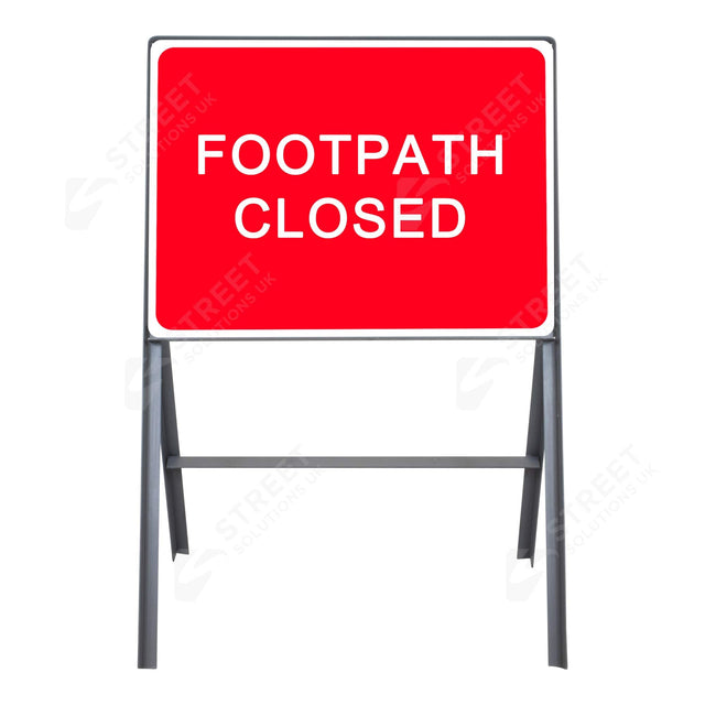 Metal road sign frame 600 x 450mm size Rectangular shape Heavy-duty construction Durable material Road sign accessory Chapter 8 compliant Highway and byway use Traffic sign mounting Weather-resistant design