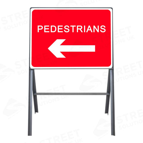 Metal road sign frame 600 x 450mm size Rectangular shape Heavy-duty construction Durable material Road sign accessory Chapter 8 compliant Highway and byway use Traffic sign mounting Weather-resistant design