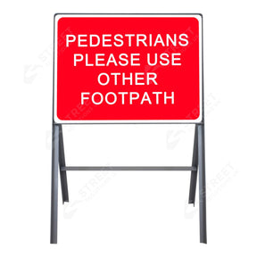 Metal road sign frame 600 x 450mm size Rectangular shape Heavy-duty construction Durable material Road sign accessory Chapter 8 compliant Highway and byway use Traffic sign mounting Weather-resistant design