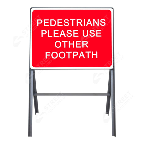 Metal road sign frame 600 x 450mm size Rectangular shape Heavy-duty construction Durable material Road sign accessory Chapter 8 compliant Highway and byway use Traffic sign mounting Weather-resistant design