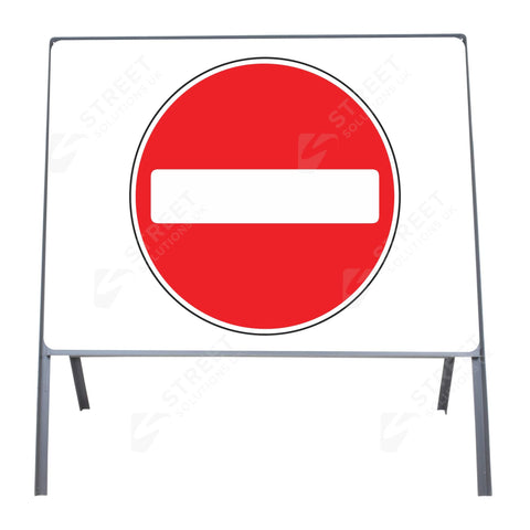 Metal road sign frame 750mm size Rectangular shape Heavy-duty construction Durable material Road sign accessory Chapter 8 compliant Highway and byway use Traffic sign mounting Weather-resistant design