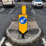 Morelock Yellow Bollard Keep Left Road Safety Traffic Highway Reflective Tape Flexible Removable Surface Mounted Anti-Ram High Visibility Durable Weather-Resistant Impact-Resistant Non-Corrosive
