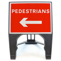 PEDESTRIANSLEFTARROW600X450MMMELBASWINTEXQSIGNROADSAFETYTRAFFICREDWHITESTREETSIGNAGE