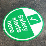 PROline floor sign Safety Starts Here white green attention industrial heavy-duty slip-resistant warehouse safety high-visibility durable